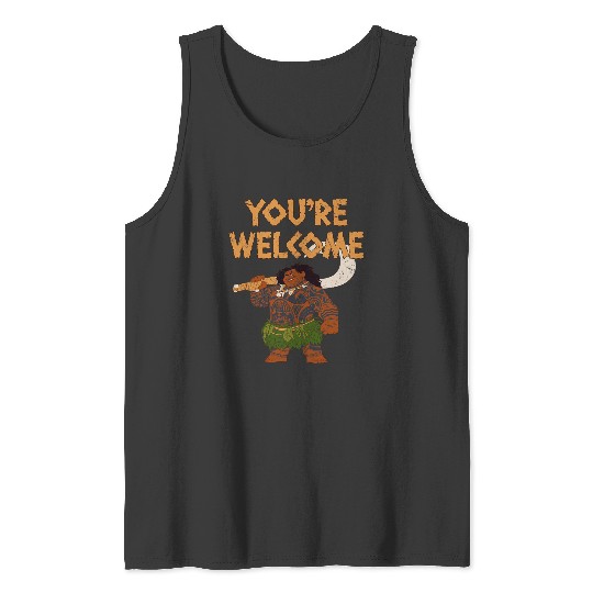 Disney Moana Maui Confident Pose You're Welcome Retro Logo Tank Tops