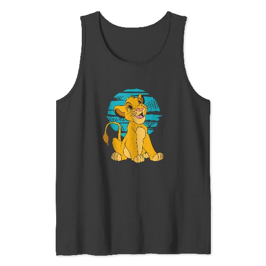 Disneyss The Lion King Young Simba Happy Blue Retro Tank Tops