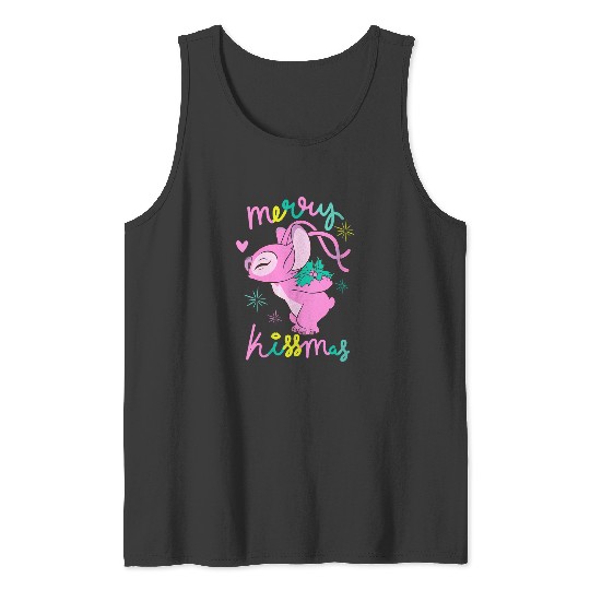 Disneyss Lilo Stitch Christmas Angel Merry Kisssmas Mistletoe Tank Tops