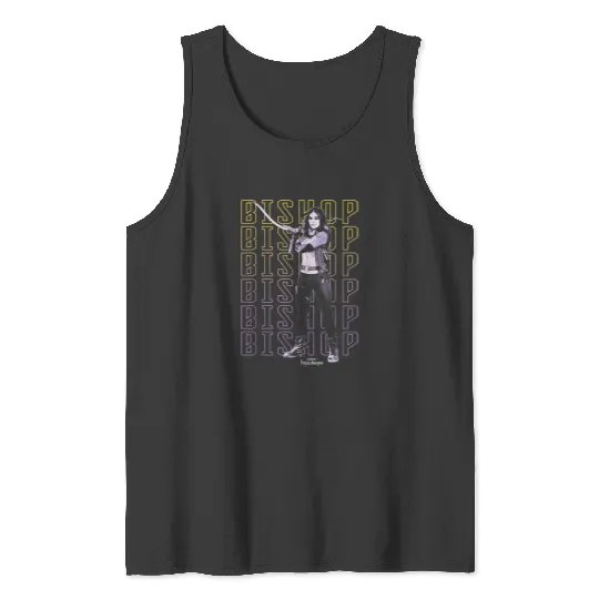 Marvels Hawkeye Disneyss Plus Bishop Text Stack Poster Tank Tops