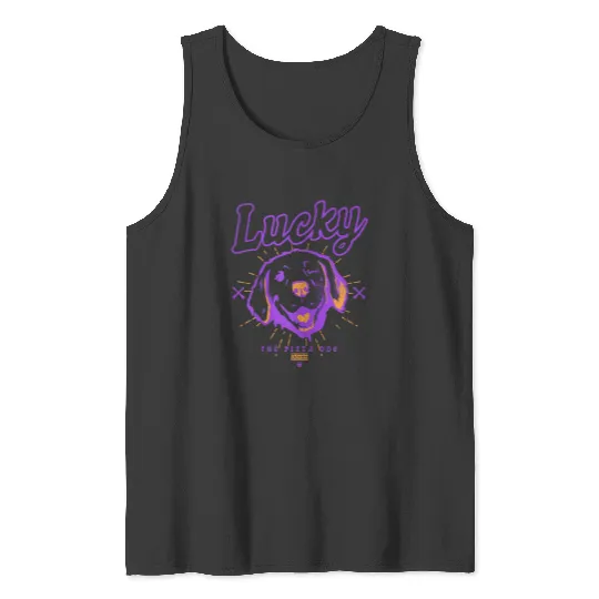 Marvels Hawkeye Disneyss Plus Lucky The Pizza Dog Line Art Tank Tops