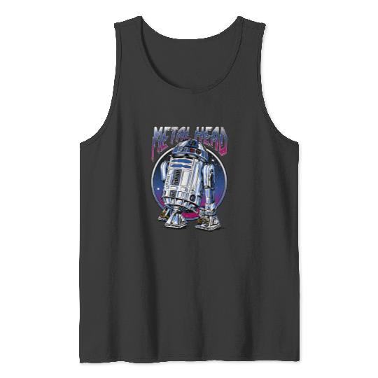 Star Warss R2D2 Metal Head Vintages Disney+ Tank Tops