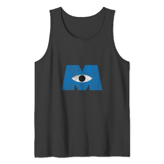 Disney Pixars Monsters Inc Distressed Cyclops Blue Logo Tank Tops