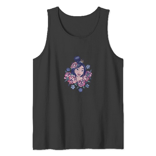 Disney Mulan Floral Portrait  Graphic TShirt Tank Tops