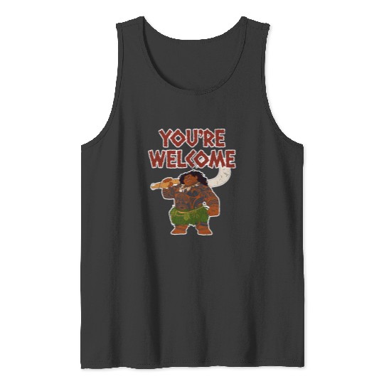 Disney Moana Maui Confident Pose Youre Welcome Distressed Tank Tops