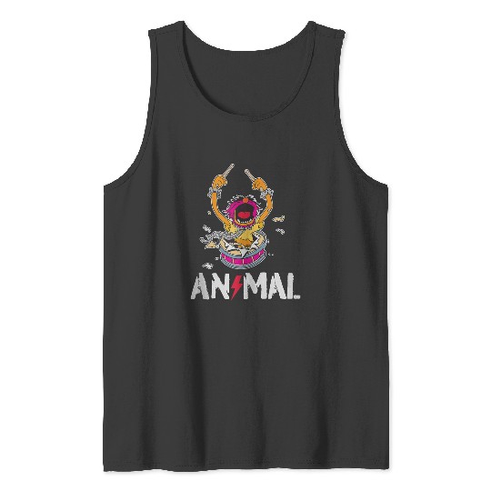 Disneyss The Muppets Animal Rock And Roll Drums Graffiti Logo Tank Tops