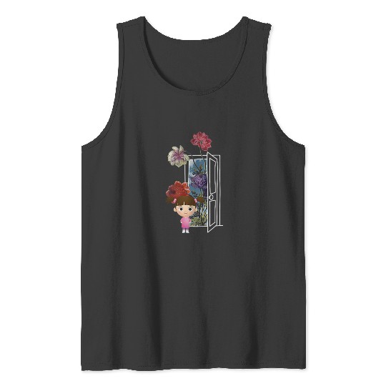 Disneyss Pixars Monsters Inc Cute Boo Flower Door Pocket Logo Tank Tops