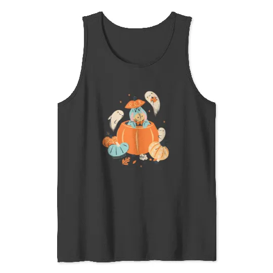 Disneyss Winnie The Pooh Eeyore Pumpkin Ghosts Pals Halloween Tank Tops