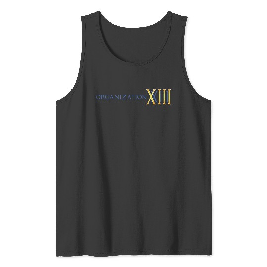 Disneyss Kingdom Hearts Organization Xiii Big Chest Text Logo Tank Tops