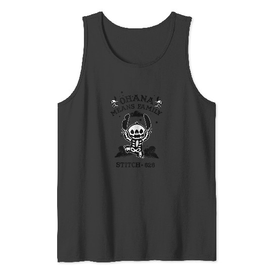 Disneyss Lilo Stitch Halloween Ohana Means Family Skeletonss Tank Tops