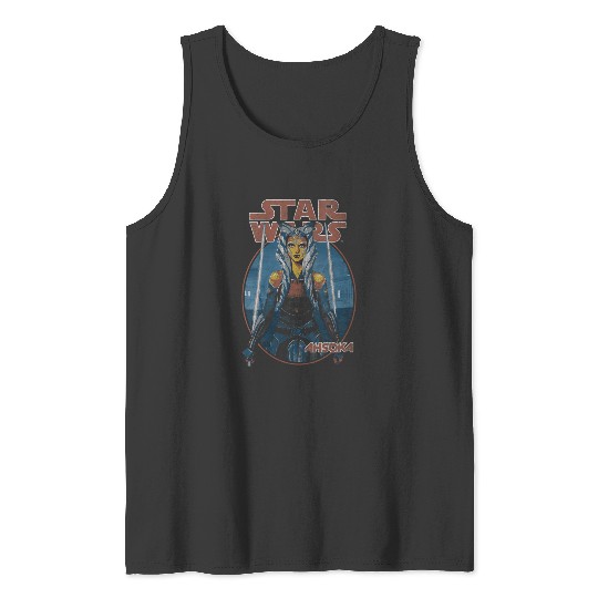 Star Warss Classic Ahsoka Tano Twin Sabers Vintages Disneyss+ Tank Tops