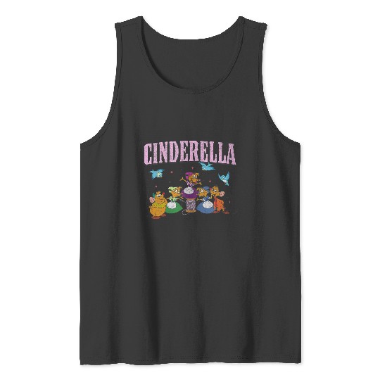 Disney Cinde Cute Cinderellas Helpers Group Shot Logo Tank Tops
