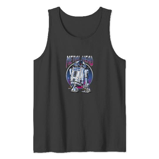 Stars Wars R2D2 Metal Head Vintages Disney+ T-Shirt Tank Tops