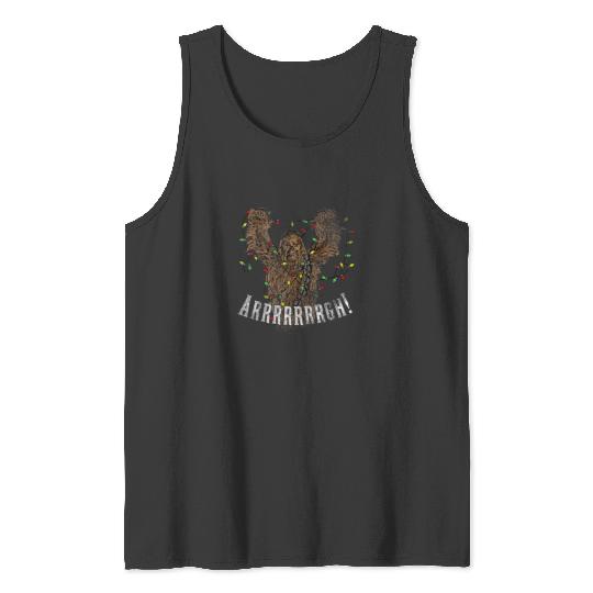 Chewbacca Roar Christmas Lights Distressed Disney+ T-Shirt Tank Tops