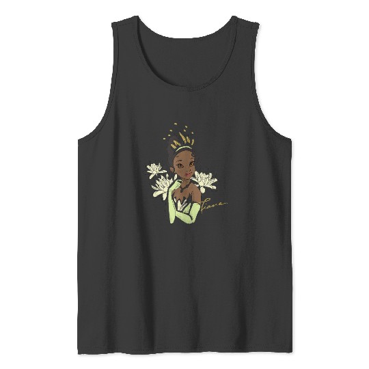 Disneyss The Princess And The Frog Tiana Floral Color Sketch Tank Tops