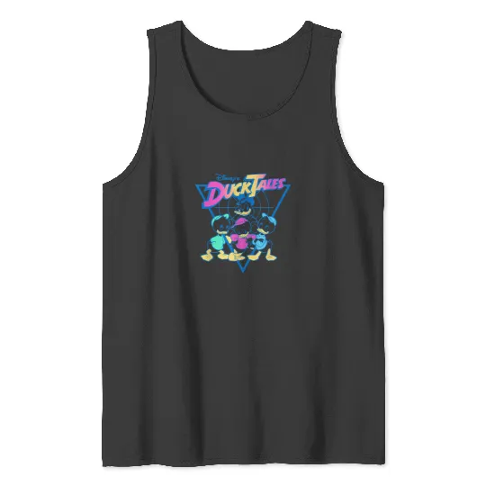 Disney DuckTales  Neon Outlines Group Shot Distr Tank Tops