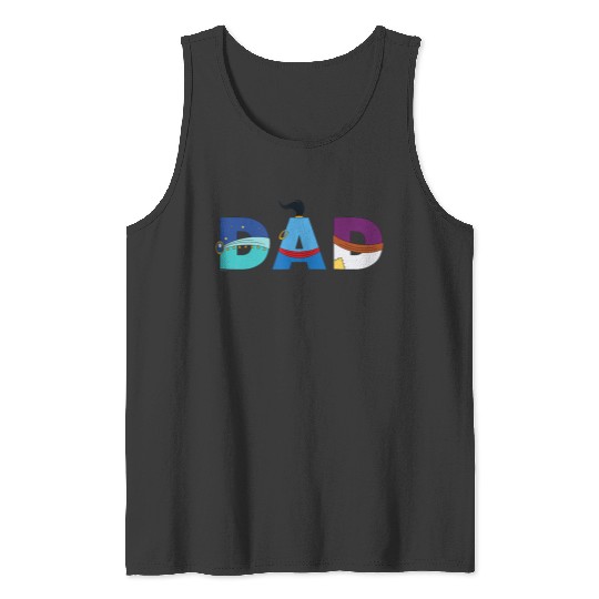 Disney Aladdin Jasmine Genie Fathers Day Birthday Dad Tank Tops