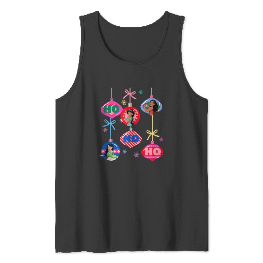 Disney Princess Christmas Ho Ho Ho Mulan Jasmine Moana Logo Tank Tops