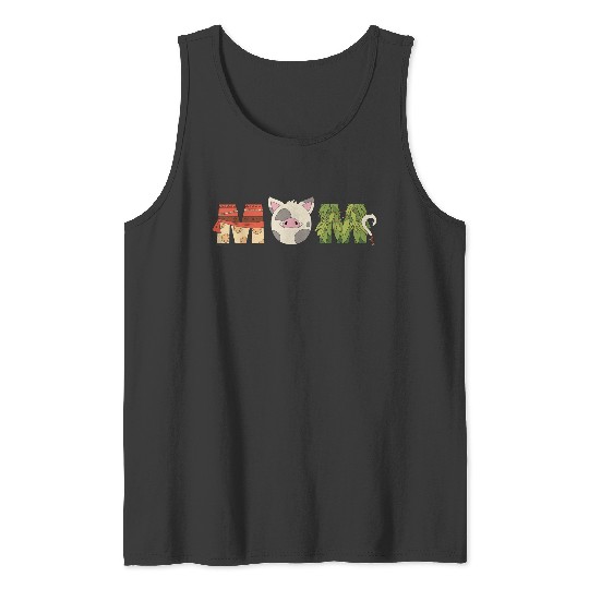 Disneyss Moana Letters Pua Maui Mothers Day Birthday Best Mom Tank Tops