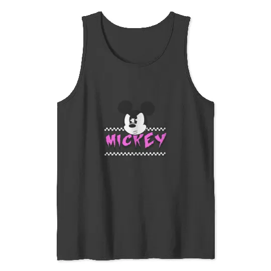 Disney Mickey And Friends Retro Checkerboard Punk Mickey Tank Tops