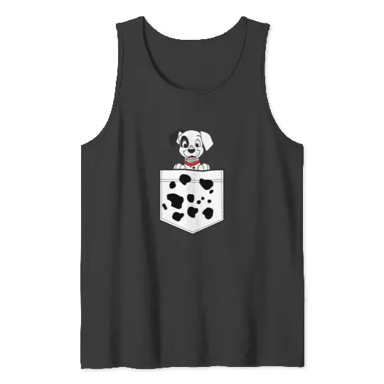 Disney 101 Dalmatians Patch Puppy Dotted Pocket Logo Tank Tops