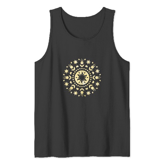Disney Princess Rapunzel Golden Mandala Logo Tank Tops