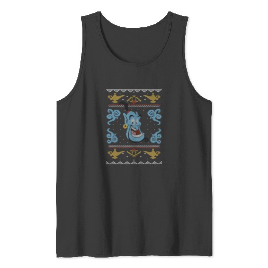 Disney Aladdin Genie Ugly Christmas Sweater Design Tank Tops