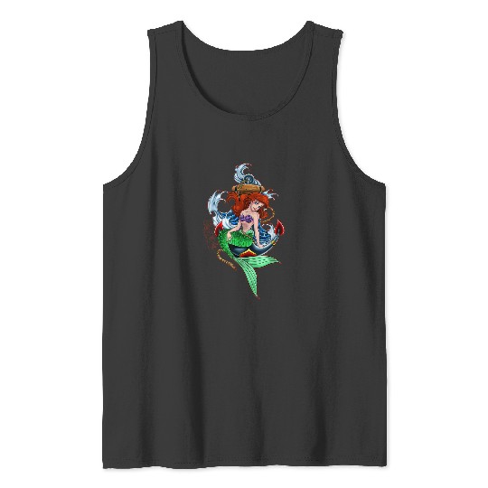 Disneyss Little Mermaid Under The Sea Tattoo Style Portrait Tank Tops