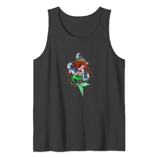Disneyss Little Mermaid Under The Sea Tattoo Style Portrait Tank Tops