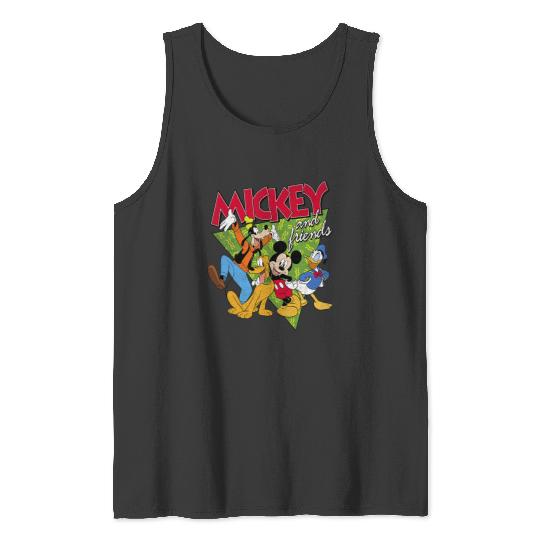Disney Mickey And Friends Group Shot Patterned Portrait Tank Tops