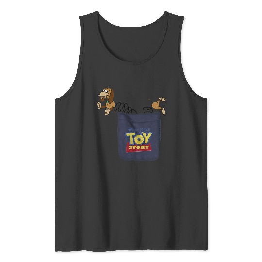 Disneyss Pixars Toy Story Slinky Dog Mini Pocket Icon Logo Tank Tops