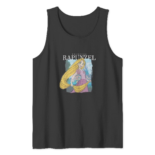 Disney Tangled Princess Rapunzel Distressed Portrait Tank Tops