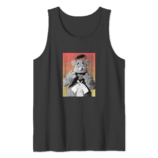 Disneyss The Muppets Silly Fozzie Bear Distressed Big Portrait Tank Tops