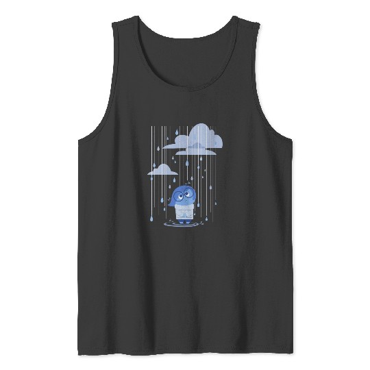 Disneyss Pixars Inside Out Sadness Rain Cloud Feeling Blue Logo Tank Tops