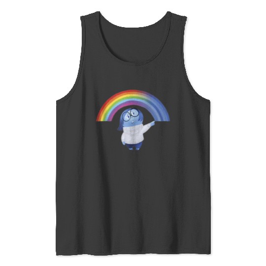 Disneyss Pixars Inside Out Sadness Rainbow Blue Gradient Logo Tank Tops