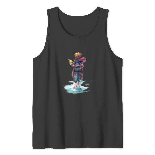 Disney Kingdom Hearts Sora Keyblade Hero Faded Starfish Tank Tops
