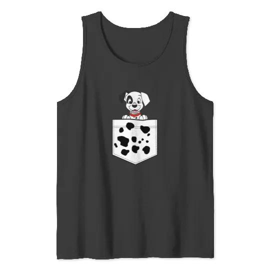 Disney 101 Dalmatians Patch Puppy Dotted Pocket Logo Tank Tops