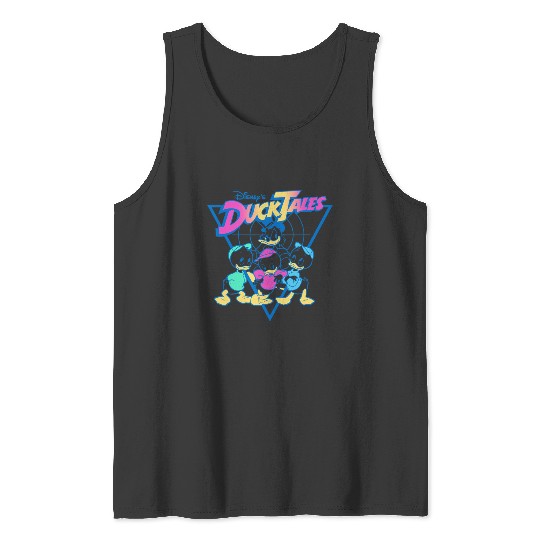 Disney DuckTales  Neon Outlines Group Shot Distressed Tank Tops