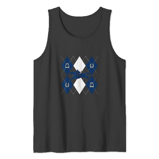 Disney Mickey Mouse Horse Racing Silhouette Argyle Pattern Tank Tops