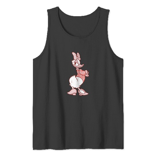 Disneyss Daisy Duck Sassy In White Pink Pose With Plaid Top Tank Tops