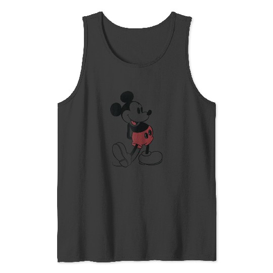 Disney Mickey Mouse Classic Standing Pose Outline Raglan Baseball Tee Tank Tops