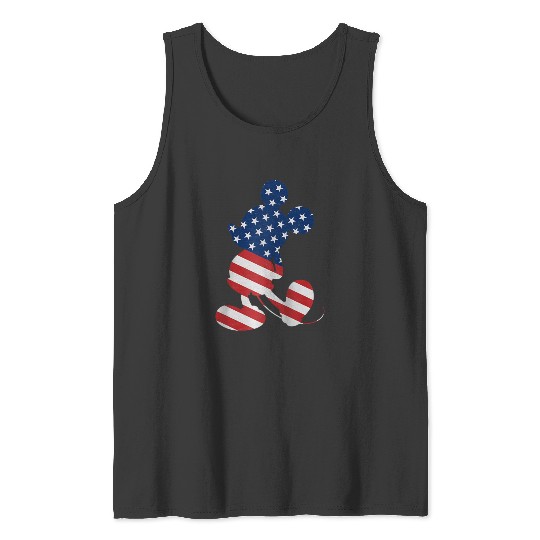 Disney Mickey Mouse American Flag USA T  Raglan Baseball Tee Tank Tops