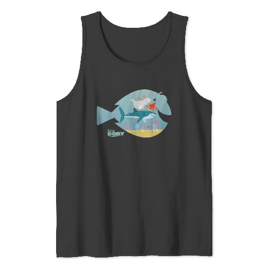 Disneyss Pixars Finding Dory Fish Frame Adventure Crew Logo Tank Tops