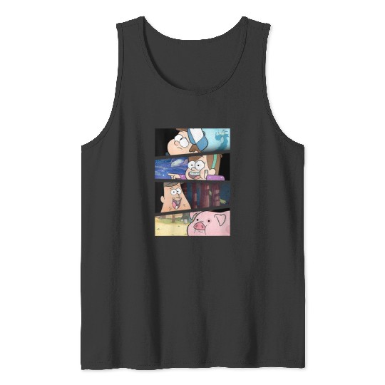 Disneyss Gravity Falls Group shots Split Panels Scene Logo Tank Tops