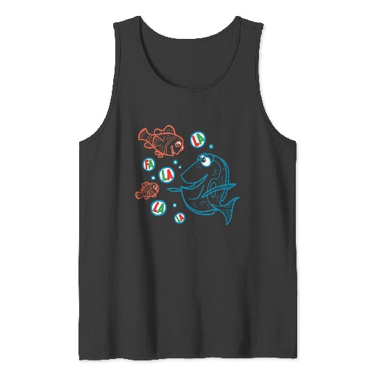 Disneyss Pixars Finding Nemo Christmas Fa La La La Outline Logo Tank Tops