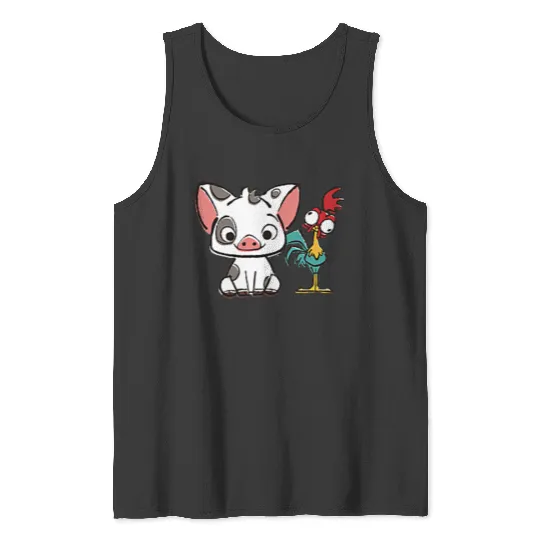 Disneyss Moana Pui Hei Hei Left Chest Graphic Tank Tops
