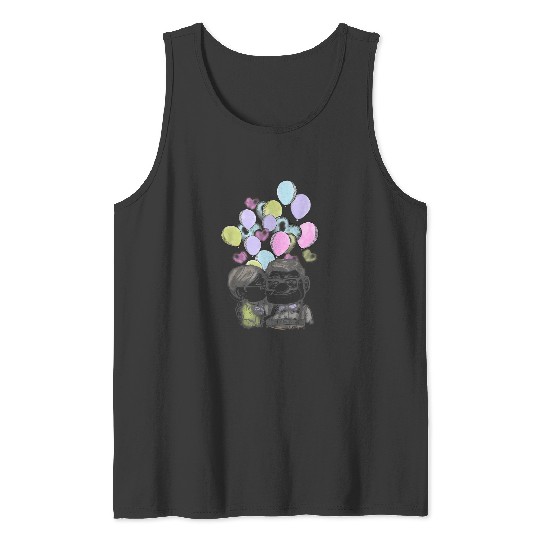 Disneyss Pixars Up Valentine's Day Carl And Ellie Balloons Tank Tops