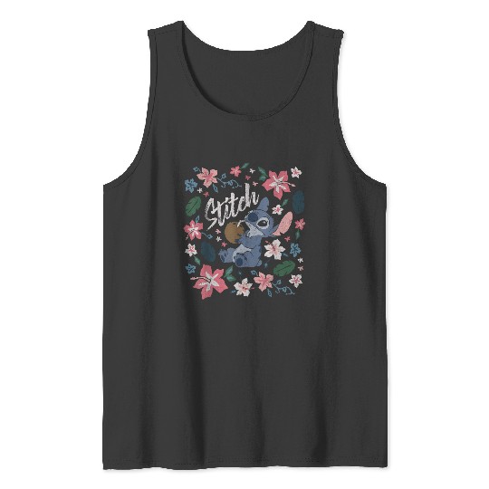 Disneyss Lilo Stitch Floral Stitch Coconut Portrait Short Sleeve Tank Tops