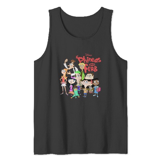 Disneyss Phineas And Ferb The Group Logo Tank Tops