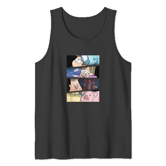 Disneyss Gravity Falls Group shots Split Panels Scene Logo Tank Tops